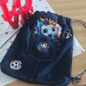 Colorful Soccer Kids Drawstring Bag